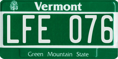 VT license plate LFE076