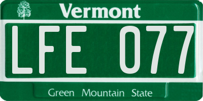 VT license plate LFE077
