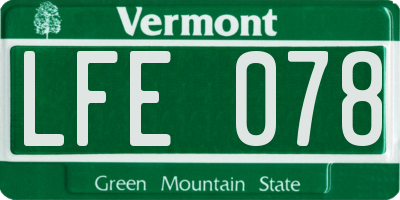 VT license plate LFE078
