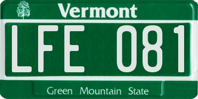 VT license plate LFE081