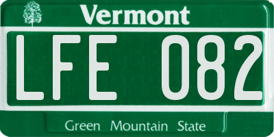 VT license plate LFE082