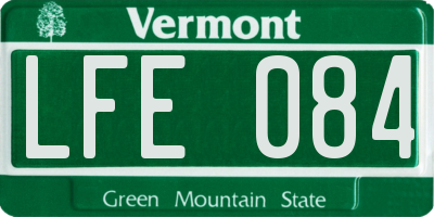 VT license plate LFE084