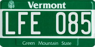 VT license plate LFE085