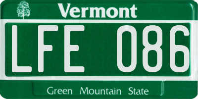 VT license plate LFE086
