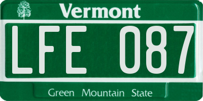 VT license plate LFE087