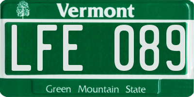 VT license plate LFE089