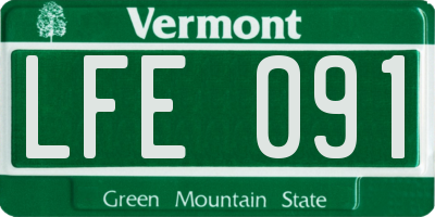 VT license plate LFE091