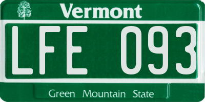 VT license plate LFE093
