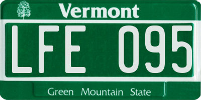 VT license plate LFE095