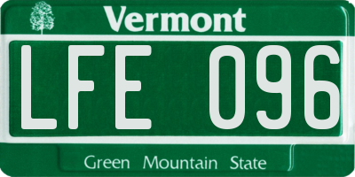 VT license plate LFE096