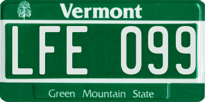 VT license plate LFE099
