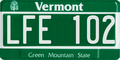 VT license plate LFE102