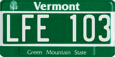 VT license plate LFE103