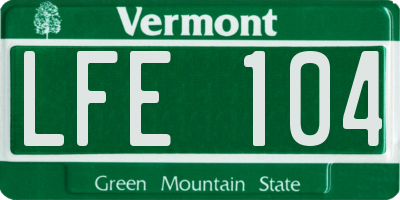VT license plate LFE104