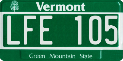 VT license plate LFE105