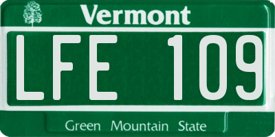 VT license plate LFE109