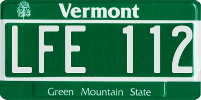 VT license plate LFE112