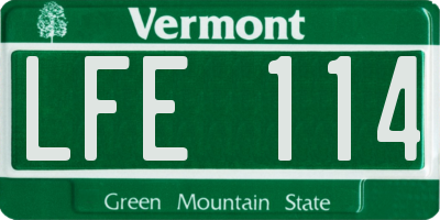 VT license plate LFE114
