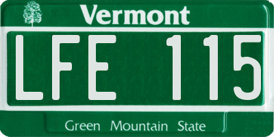 VT license plate LFE115