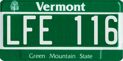 VT license plate LFE116