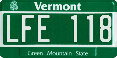 VT license plate LFE118