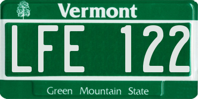 VT license plate LFE122