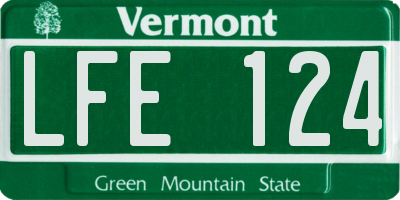 VT license plate LFE124