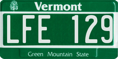 VT license plate LFE129