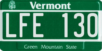 VT license plate LFE130