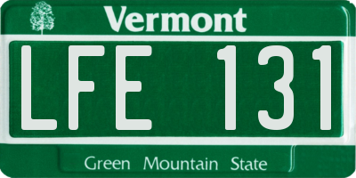 VT license plate LFE131