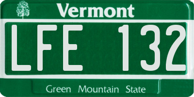 VT license plate LFE132