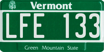 VT license plate LFE133