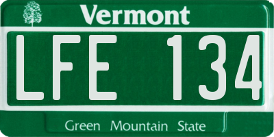 VT license plate LFE134