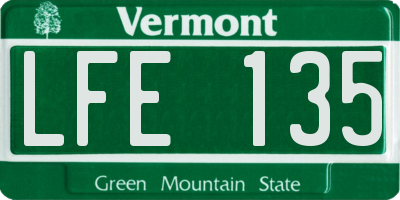VT license plate LFE135