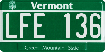 VT license plate LFE136