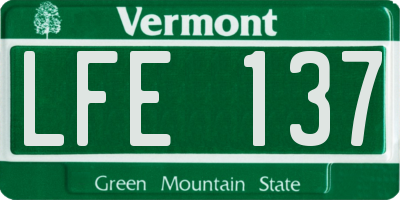 VT license plate LFE137