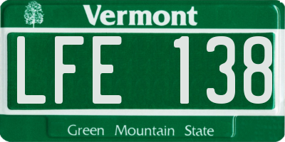 VT license plate LFE138