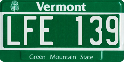 VT license plate LFE139