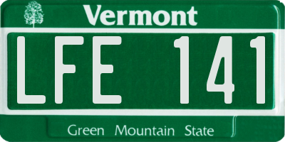 VT license plate LFE141