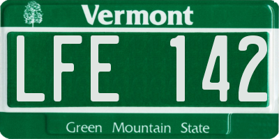 VT license plate LFE142