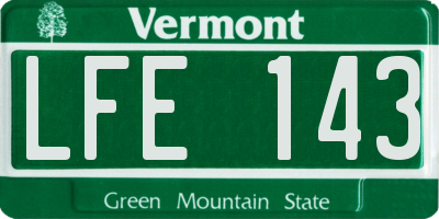 VT license plate LFE143