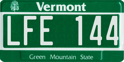 VT license plate LFE144
