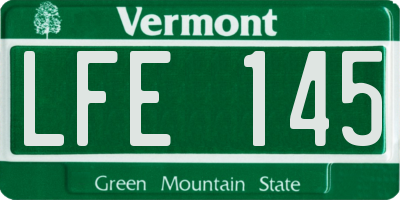 VT license plate LFE145
