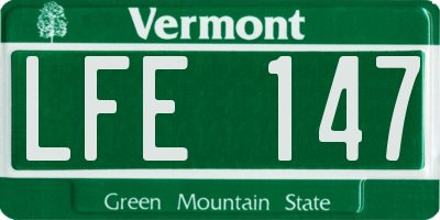 VT license plate LFE147