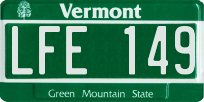 VT license plate LFE149