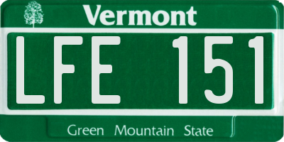 VT license plate LFE151