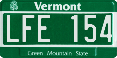 VT license plate LFE154