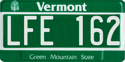 VT license plate LFE162