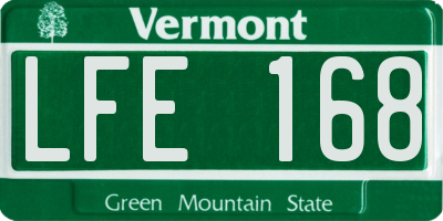 VT license plate LFE168