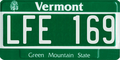 VT license plate LFE169